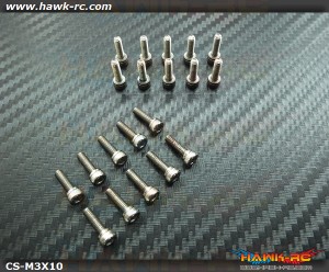 Hawk Chrome 12.9 Class M3*10 Hex Screws (20pcs)